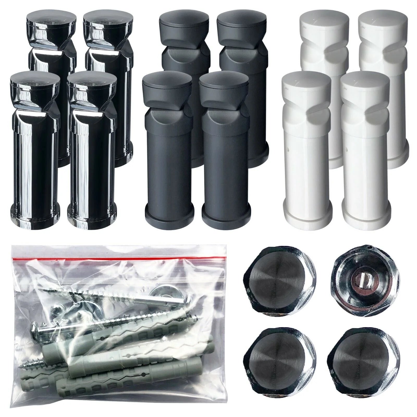 Befestigungsset für Badheizkörper | Universal | Kunststoff | Weiß/Chrom/Anthrazit - Heizkörper & Bad