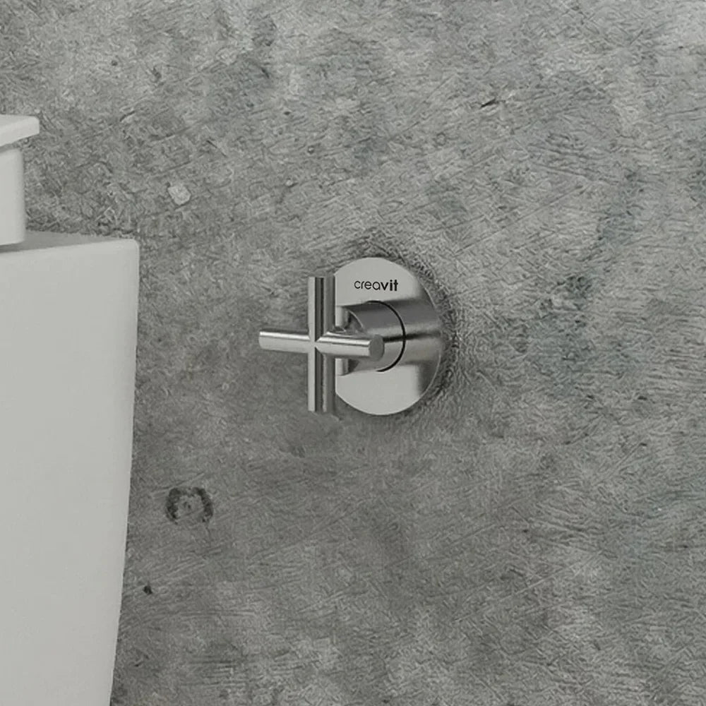CREAVIT Dusch-WC Unterputzventil | Chrom | Kreuzgriff | Kaltwasser - Heizkörper & Bad