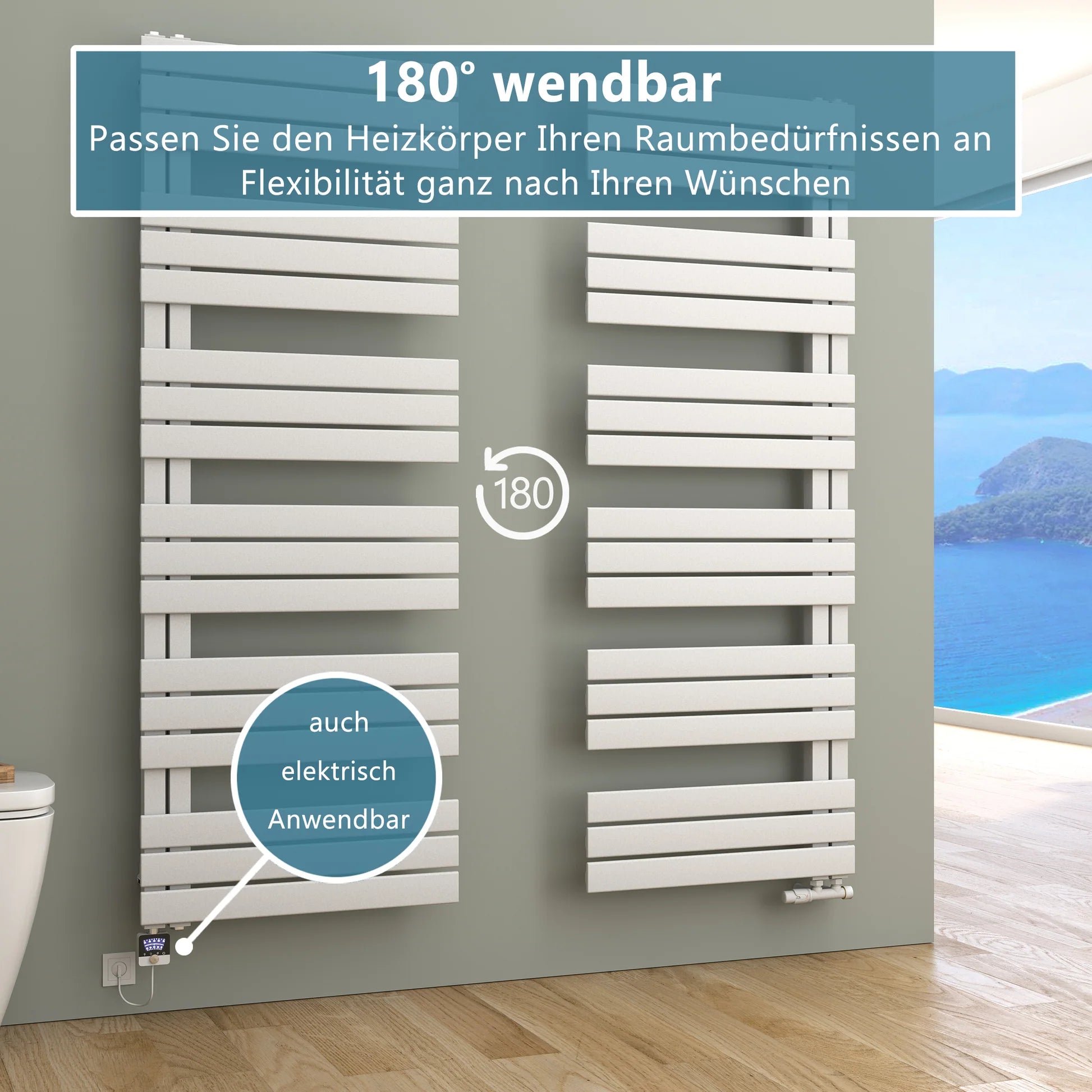 ELANOR Badheizkörper | Handtuchheizkörper | Seitlich offen | Elektro & Warmwasser - Heizkörper & Bad