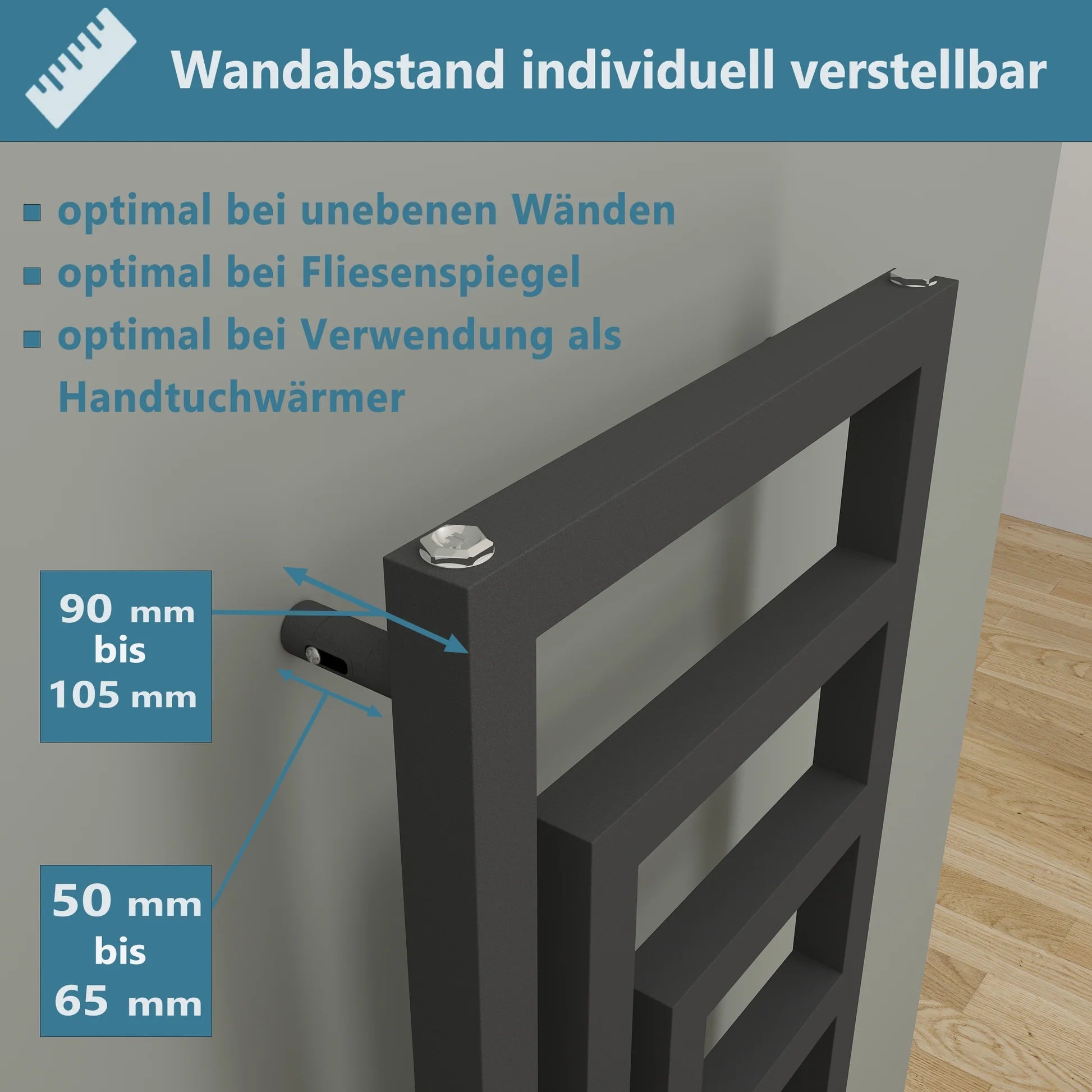 TWISTER Badheizkörper | Handtuchwärmer & Handtuchtrockner | Mittelanschluss - Heizkörper & Bad