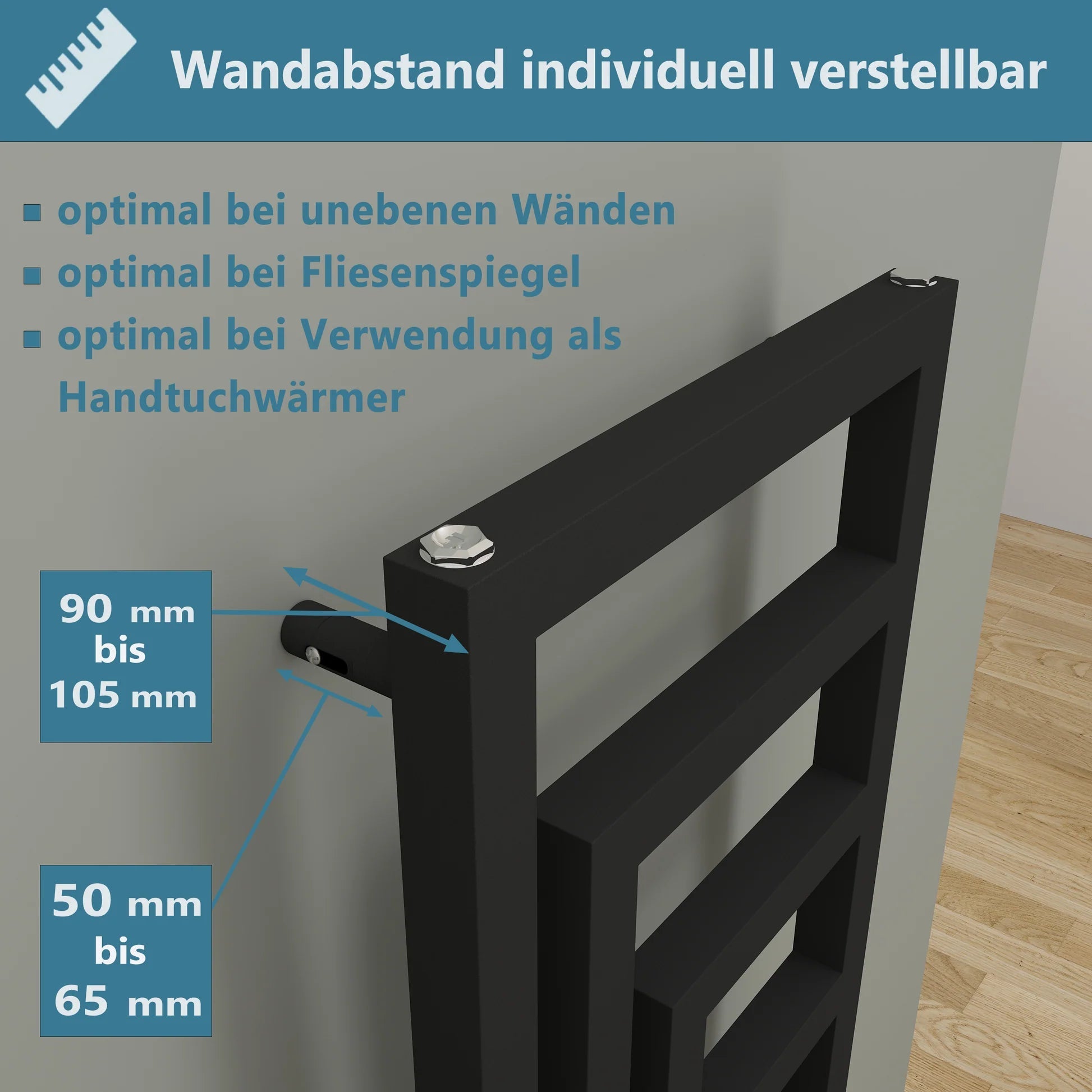 TWISTER Badheizkörper | Handtuchwärmer & Handtuchtrockner | Mittelanschluss - Heizkörper & Bad