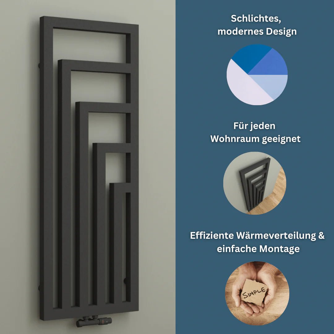 TWISTER Badheizkörper | Handtuchwärmer & Handtuchtrockner | Mittelanschluss - Heizkörper & Bad