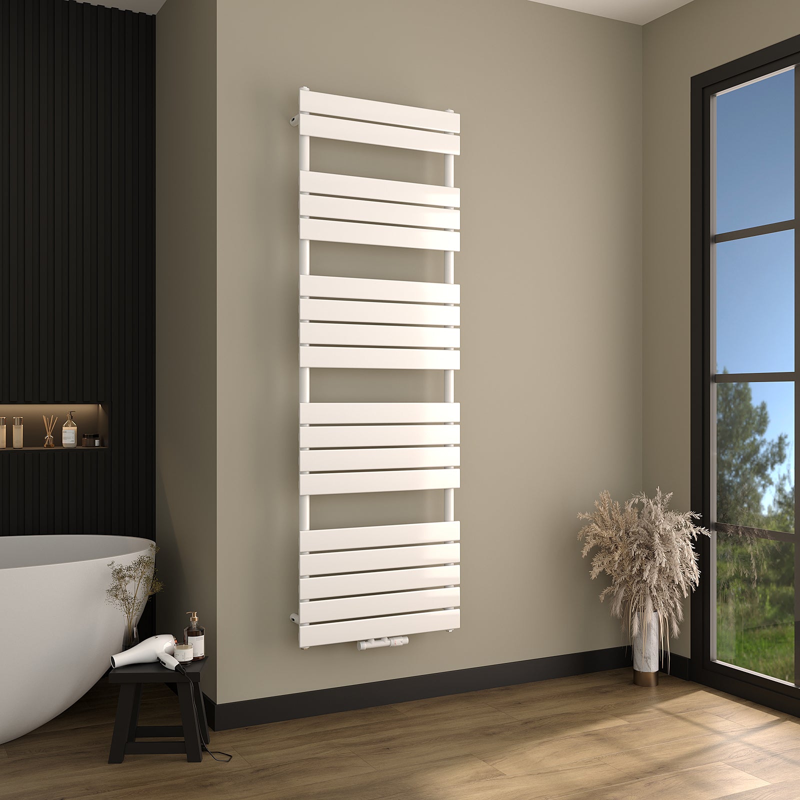 Design-Badheizkörper PLANIS Handtuchheizkörper mit Mittel- und Seitenanschluss