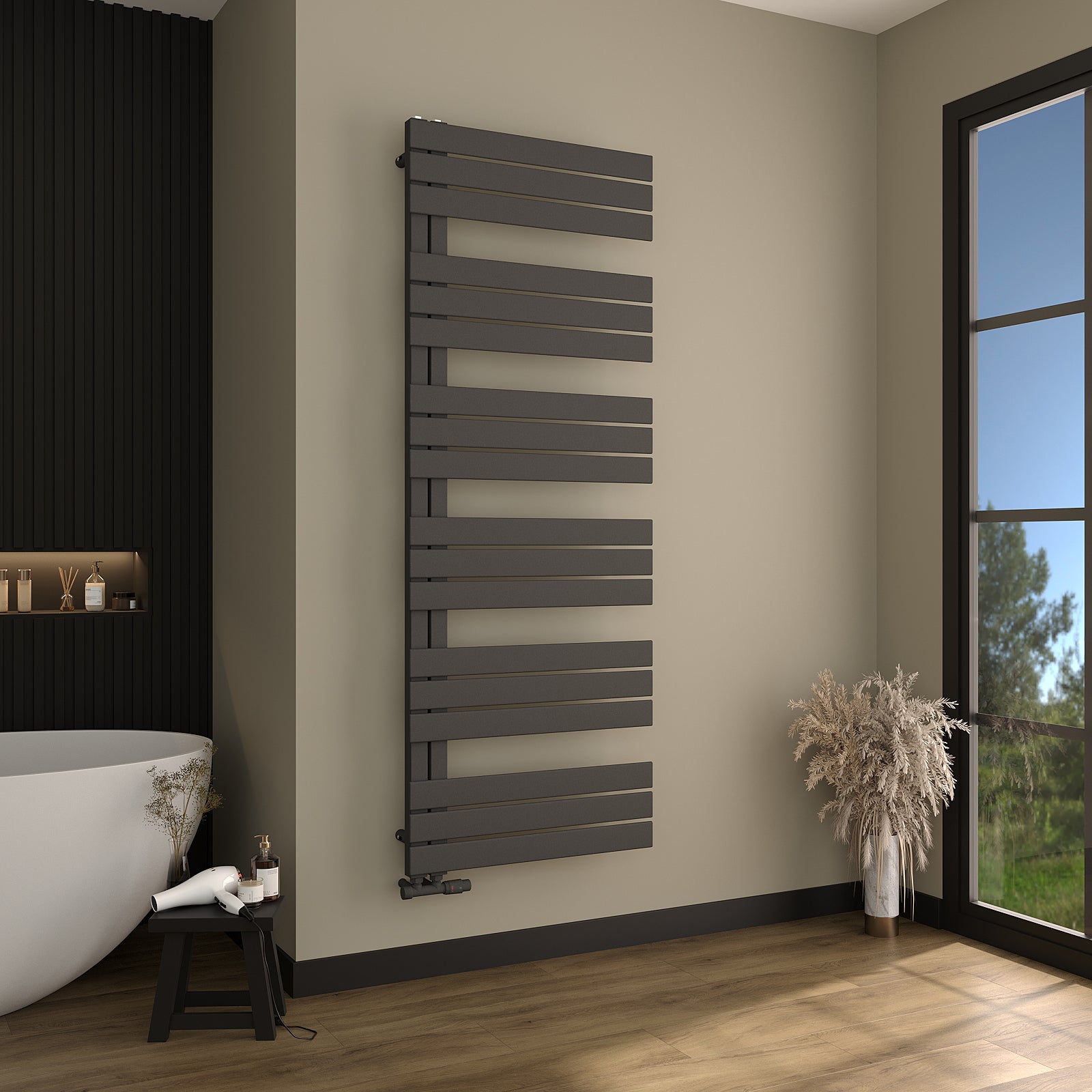 Design-Handtuchheizkörper NOVON, seitlich offen