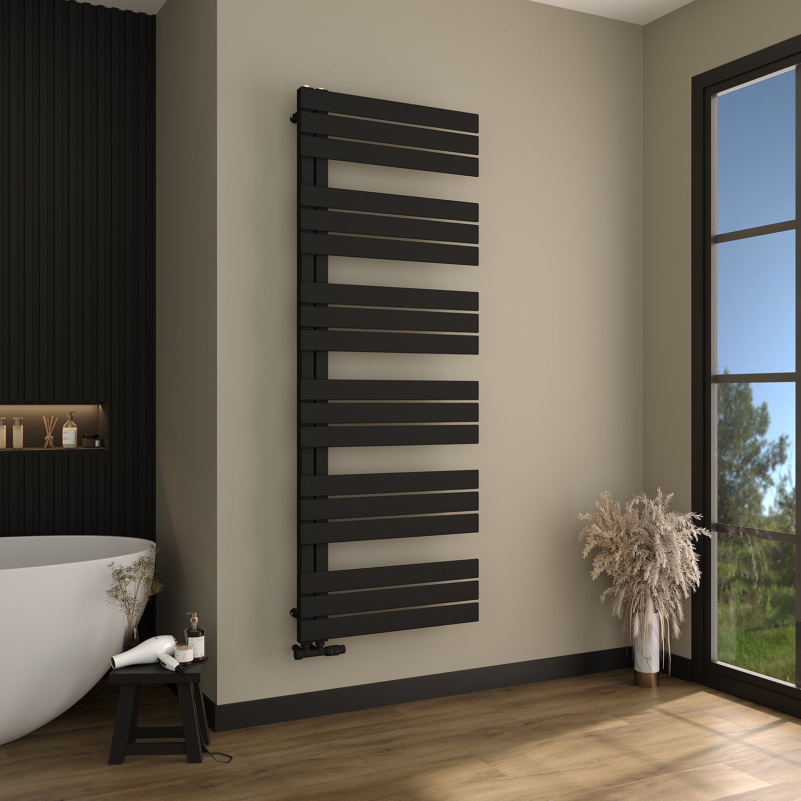 Design-Handtuchheizkörper NOVON, seitlich offen