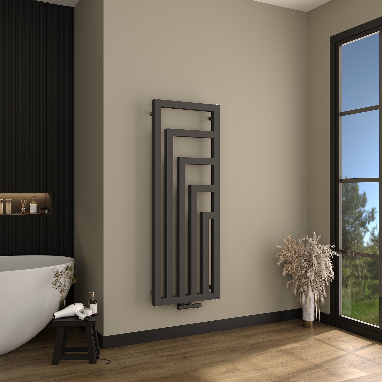 Designheizkörper Bad CUBIS V-Riegel mit Mittelanschluss