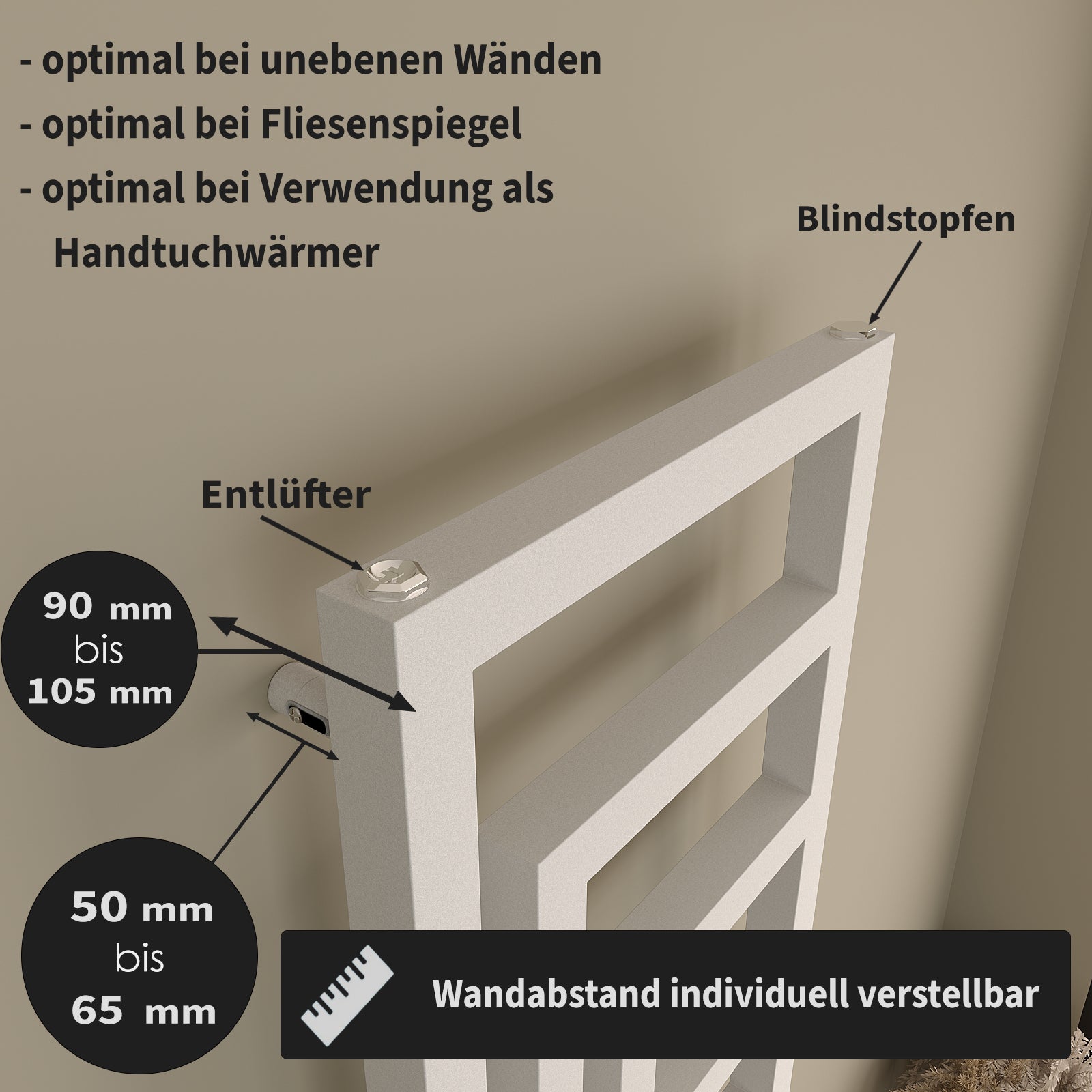 Badheizkörper Elektrisch CUBIS inkl. Heizstab, Designheizkörper