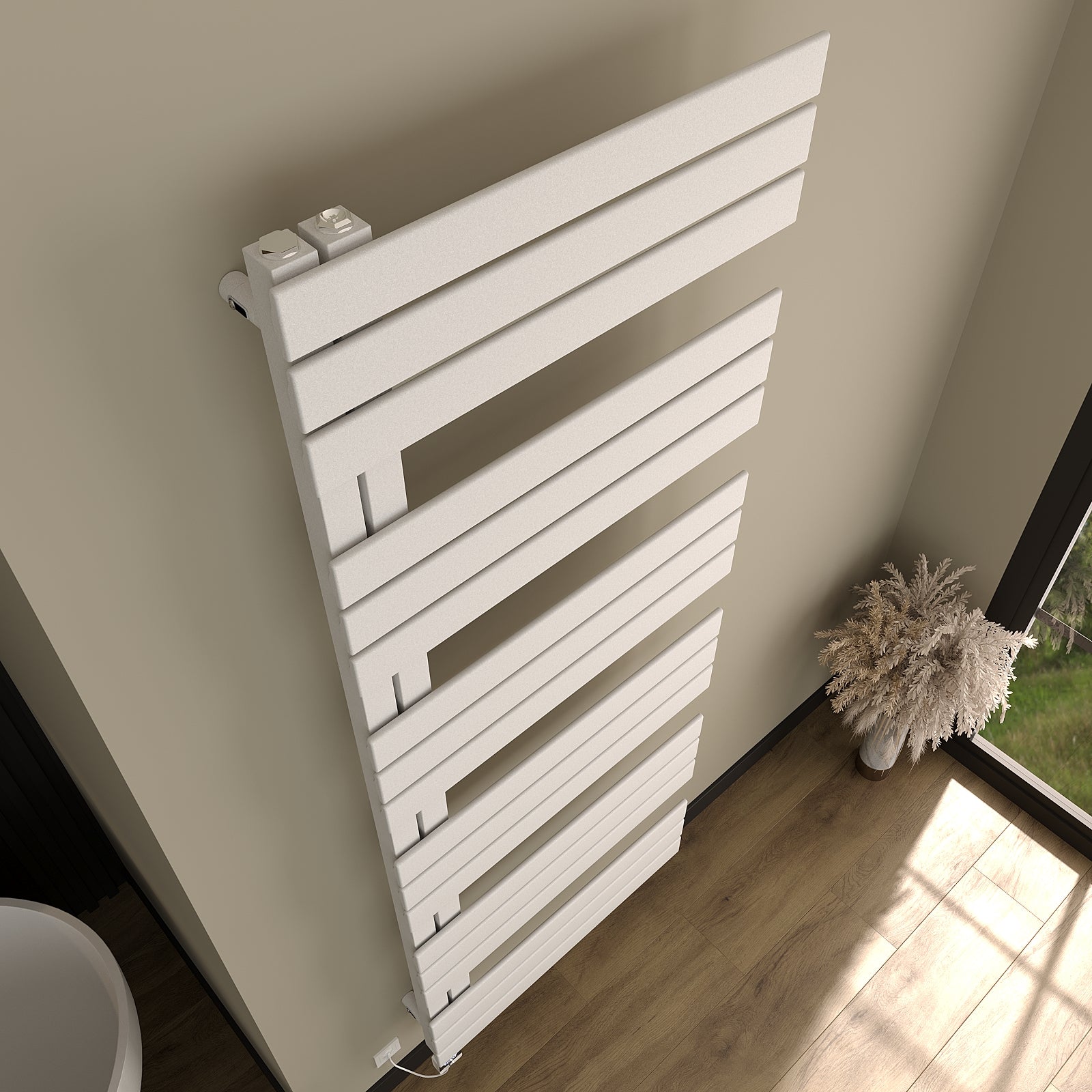 Elektrischer Design-Badheizkörper NOVON, seitlich offen, inkl. Heizstab