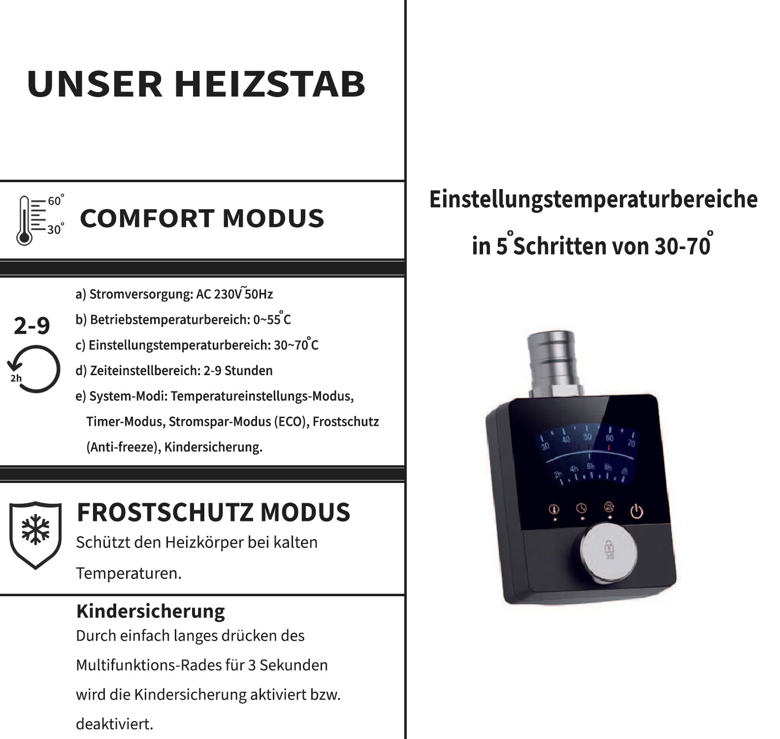 Handtuchheizkörper Elektrisch SOLANO inkl. Heizstab, Weiß