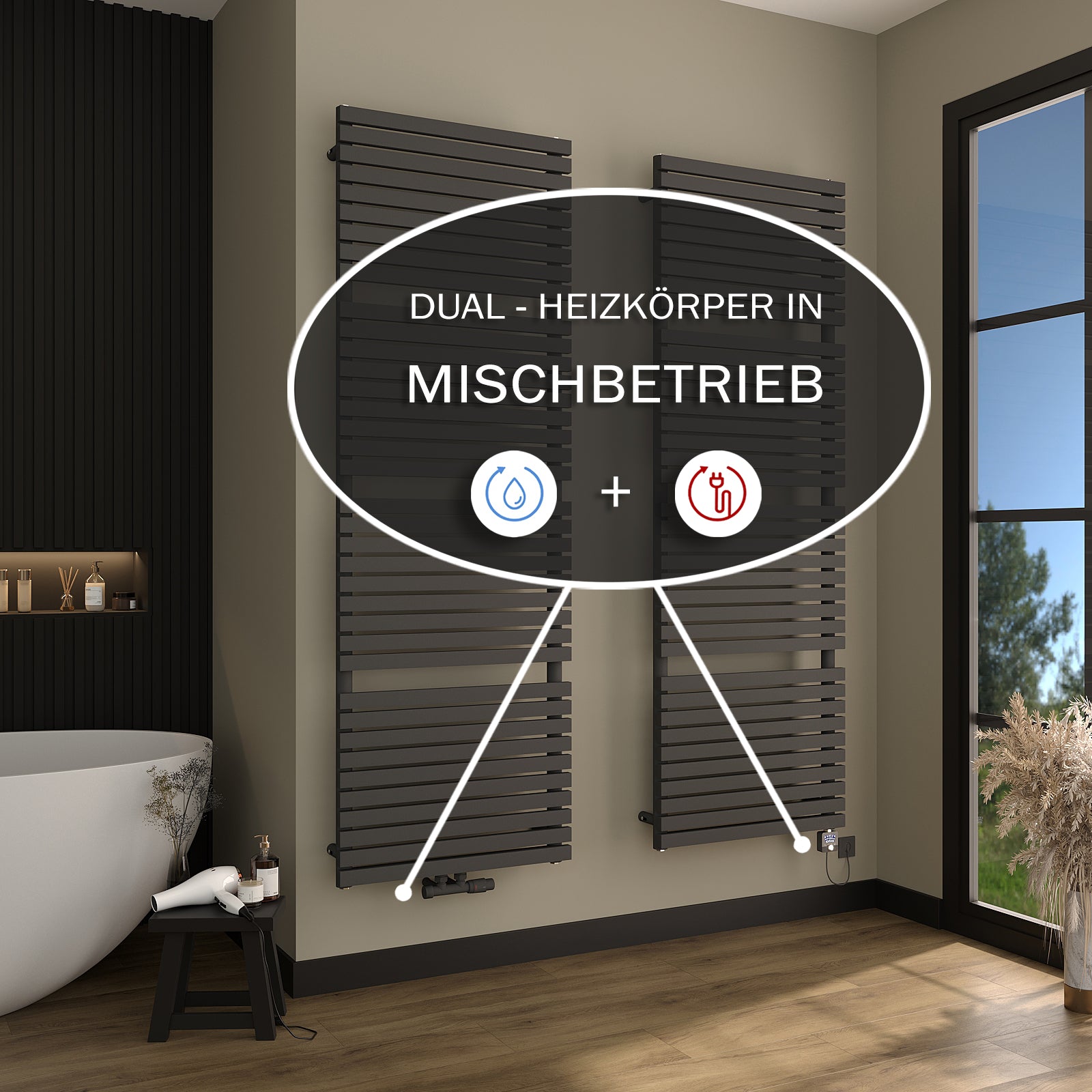 Badheizkörper mit Mittelanschluss Handtuchwärmer LAMELLA