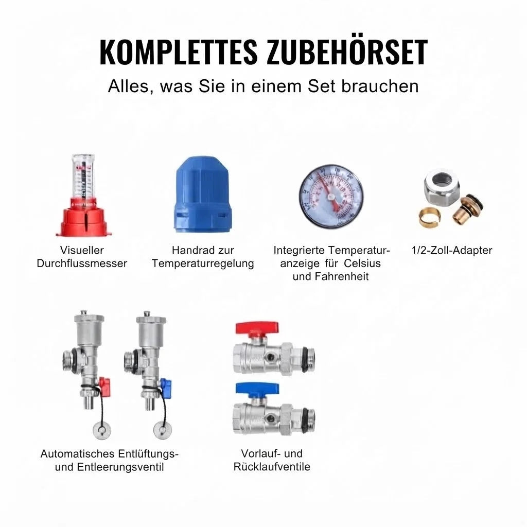 Heizkreisverteiler Edelstahl für Fußbodenheizung 2 bis 12 Heizkreise mit Durchflussmesser