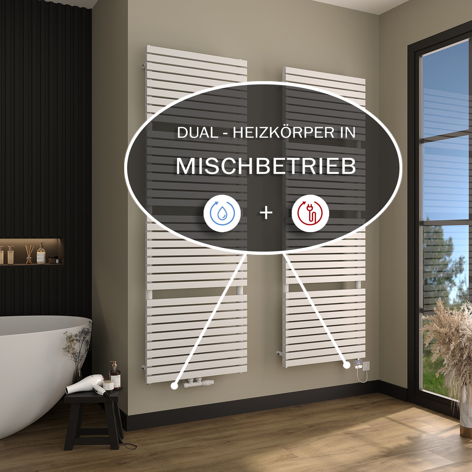 Badheizkörper mit Mittelanschluss Handtuchwärmer LAMELLA