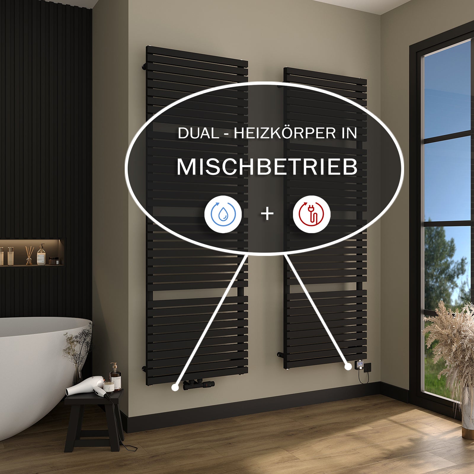 Badheizkörper mit Mittelanschluss Handtuchwärmer LAMELLA