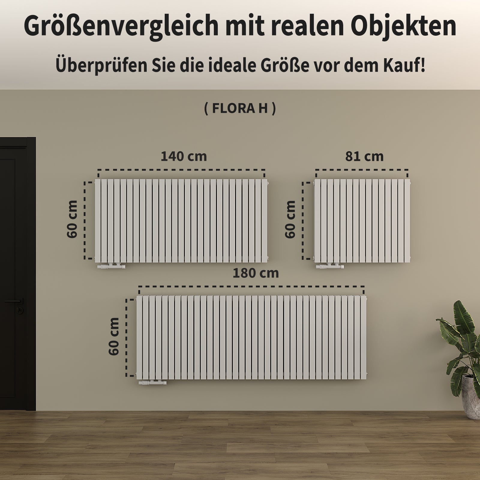 Design-Paneelheizkörper horizontal NOVALIS, doppellagig mit Seitenanschluss