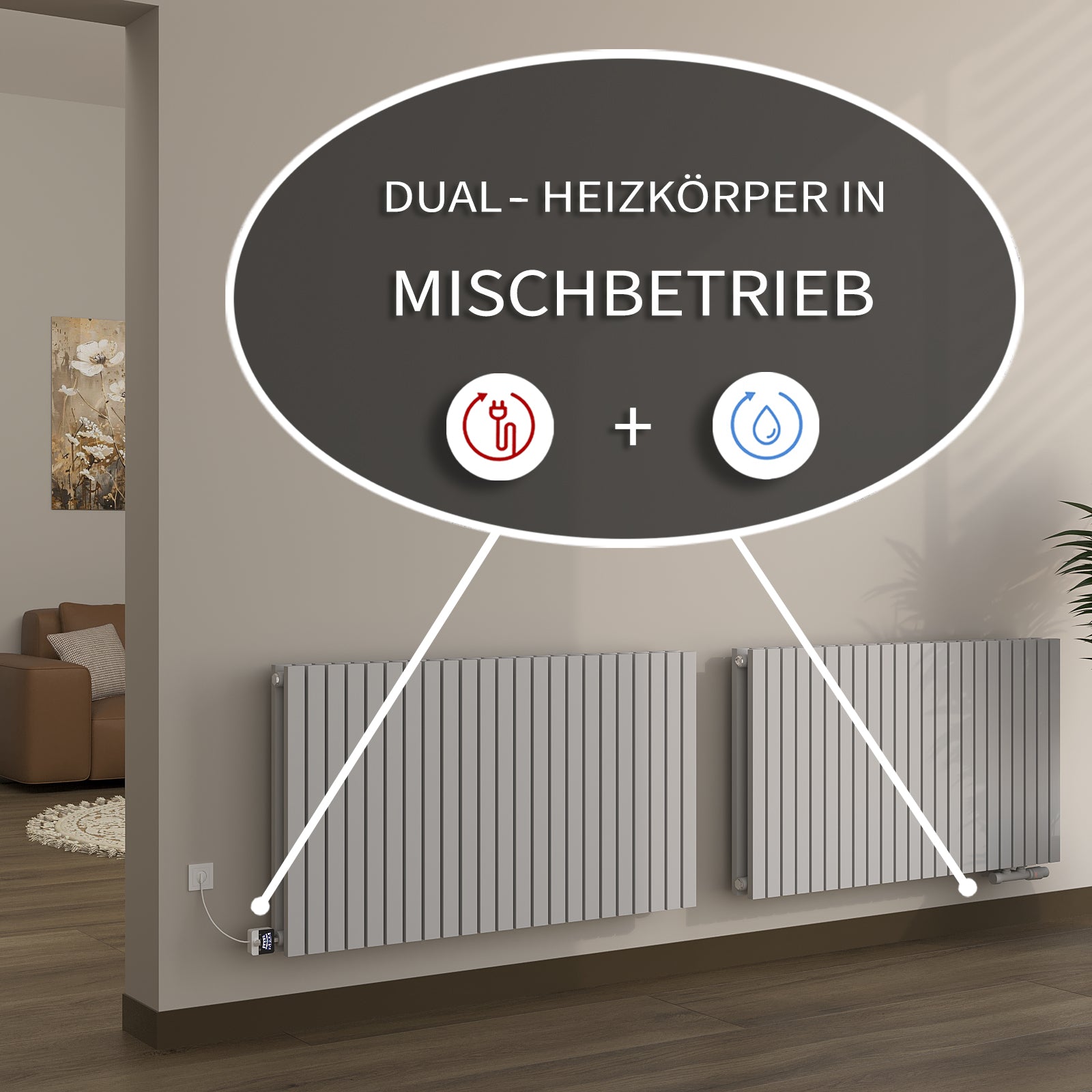 Design-Paneelheizkörper horizontal NOVALIS, doppellagig mit Seitenanschluss