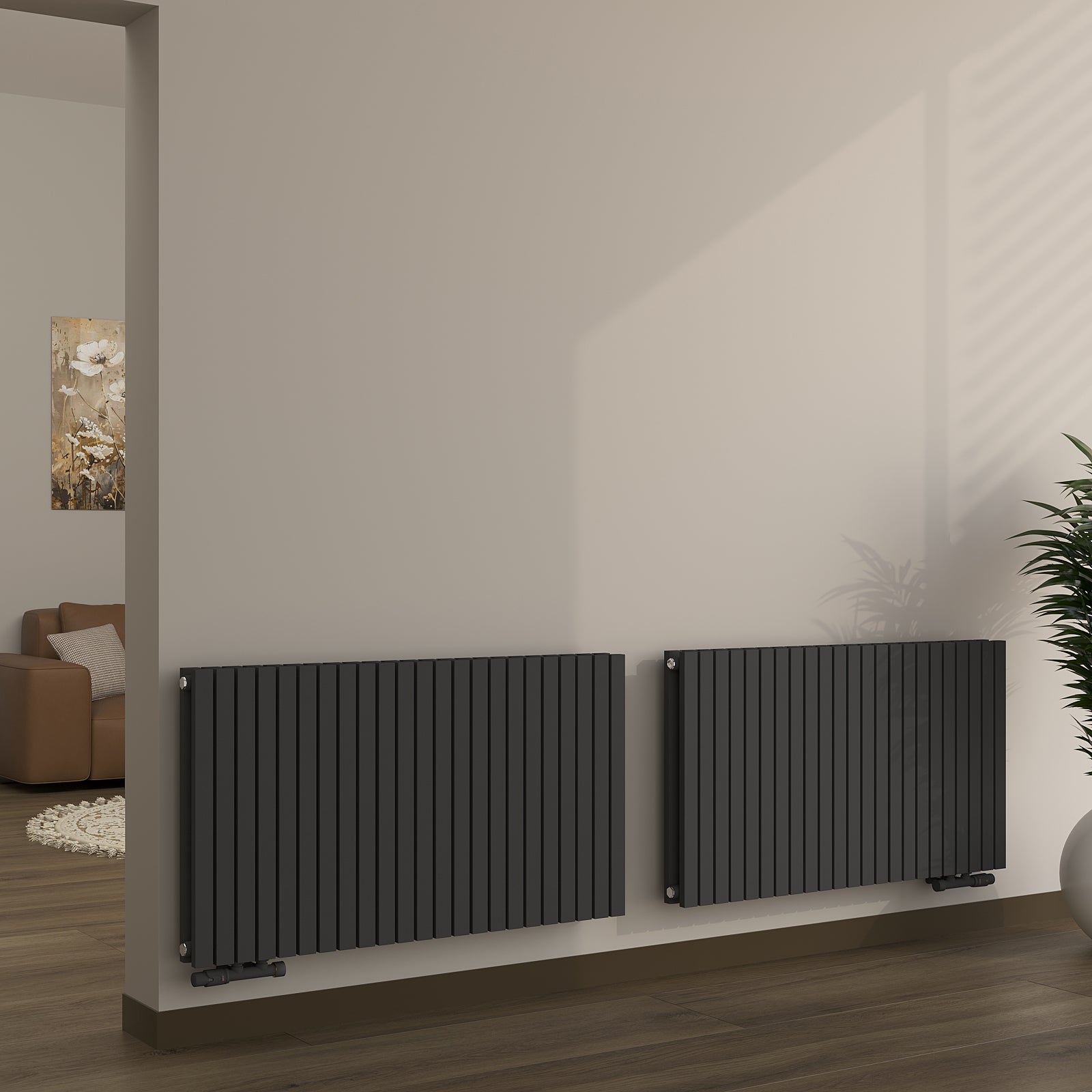 Design-Paneelheizkörper horizontal NOVALIS, doppellagig mit Seitenanschluss