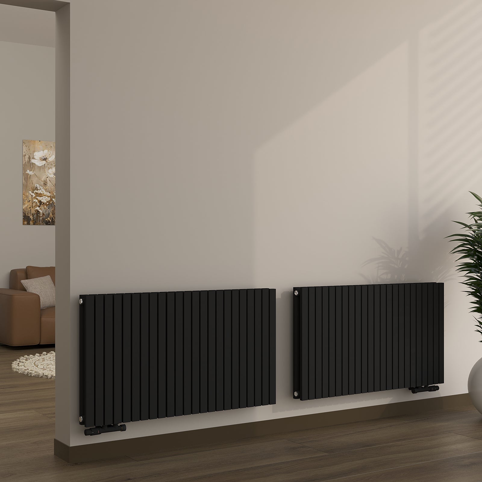 Design-Paneelheizkörper horizontal NOVALIS, doppellagig mit Seitenanschluss