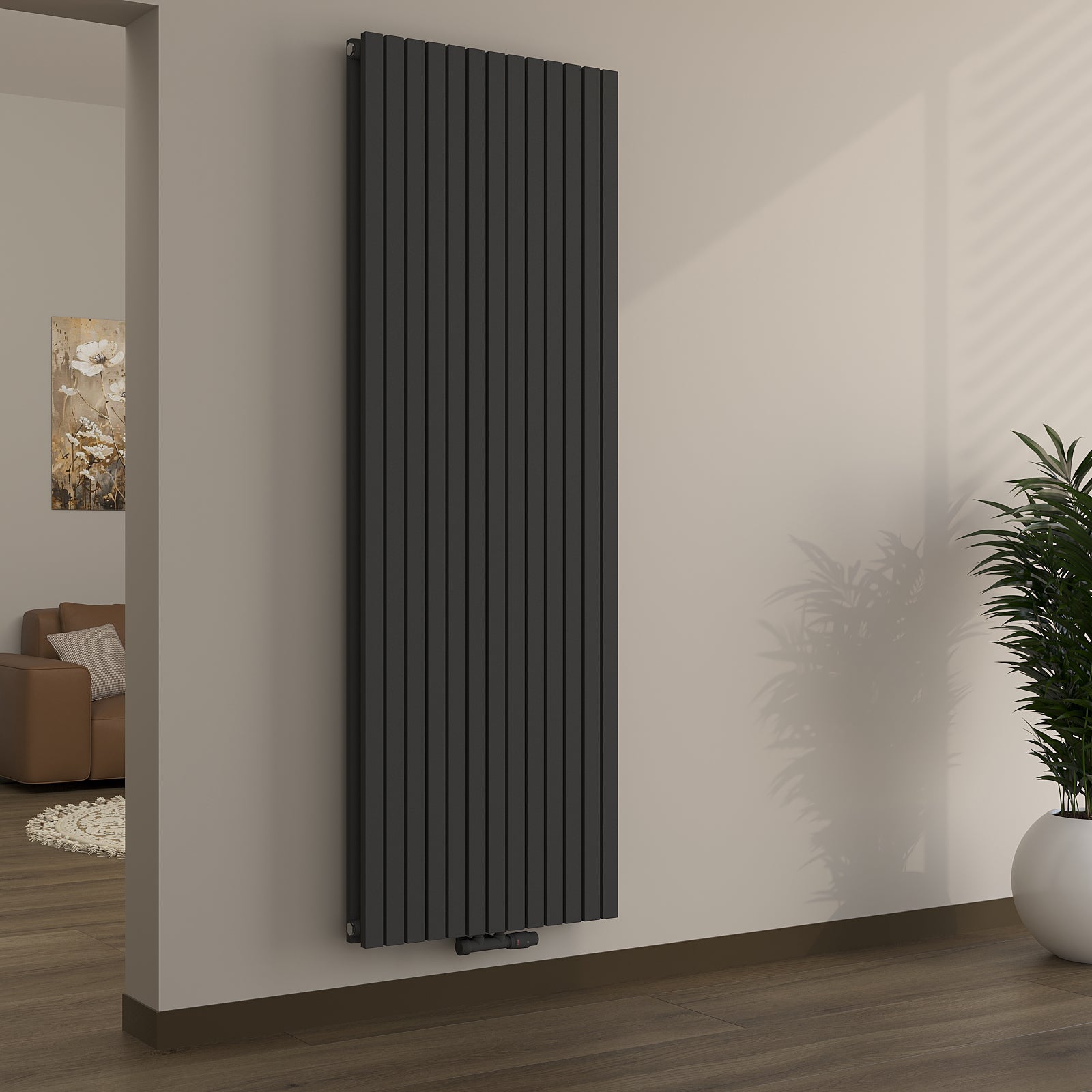 Design-Paneelheizkörper vertikal, doppellagig mit Mittelanschluss NOVALIS