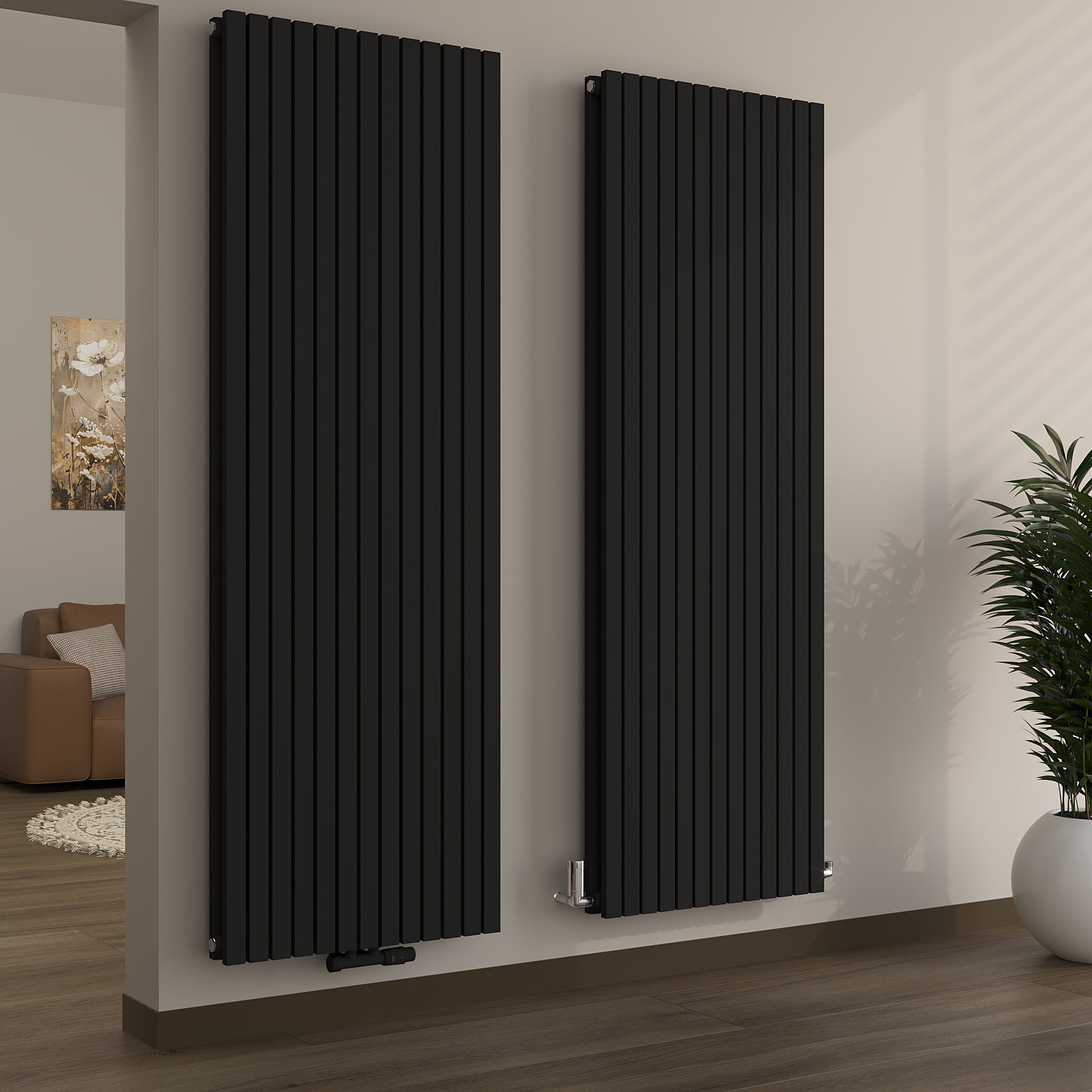 Design-Paneelheizkörper vertikal, doppellagig mit Mittelanschluss NOVALIS